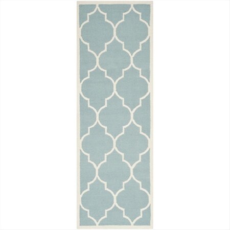 Safavieh 2 Ft. -6 In. X 12 Ft. Runner Contemporary Dhurries- Light Blue And Ivory- Flatweave Rug DHU632C-212